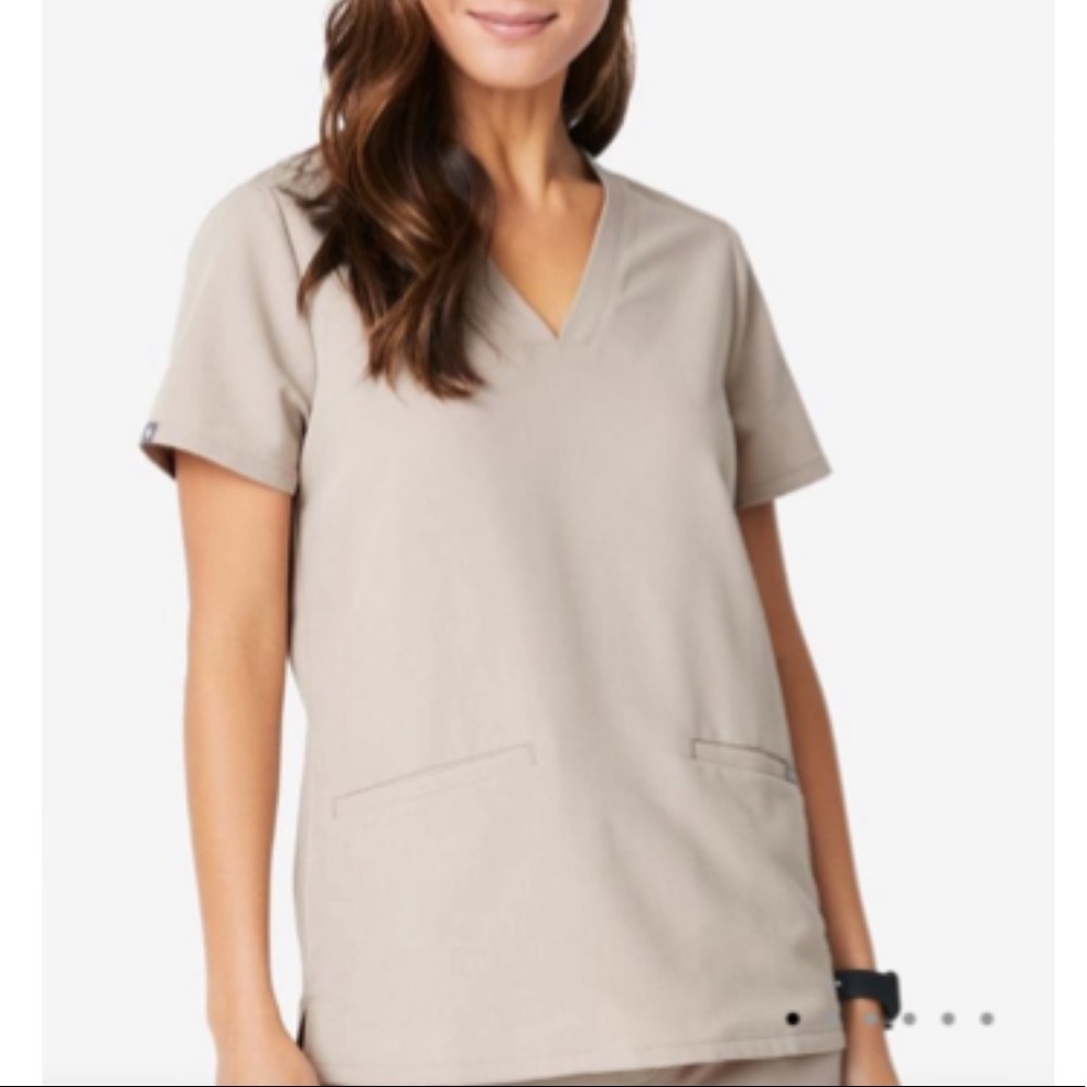 FIGS Casma three pocket v-neck top, limited edition color boulder